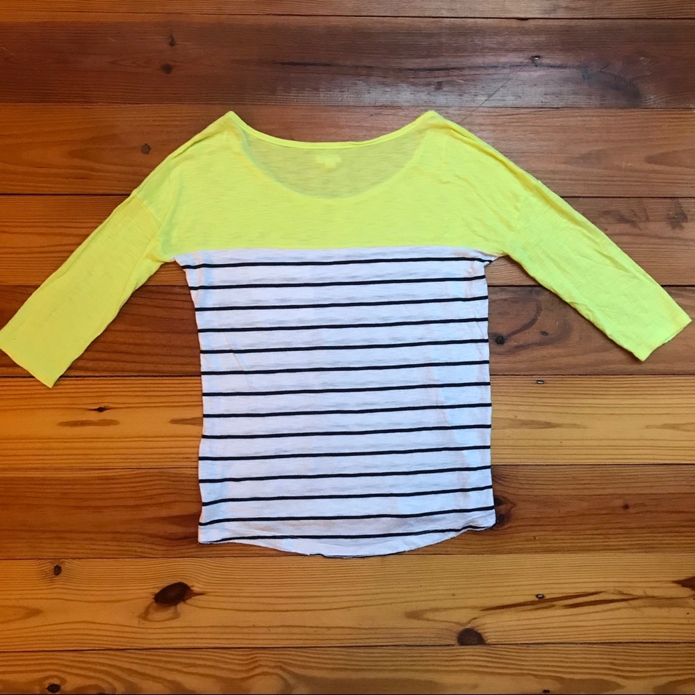 🌸5/$30🌸 Aerie 3/4 Yellow White Stripe Tee, EUC S - Picture 12 of 15